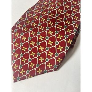 VINTAGE Paolo Gucci Tie Mens Red Lattice Silk Luxury Necktie Italy